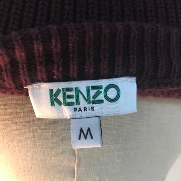Ribbed Knit Kenzo Sweater in Burgundy - Picture 8 of 8